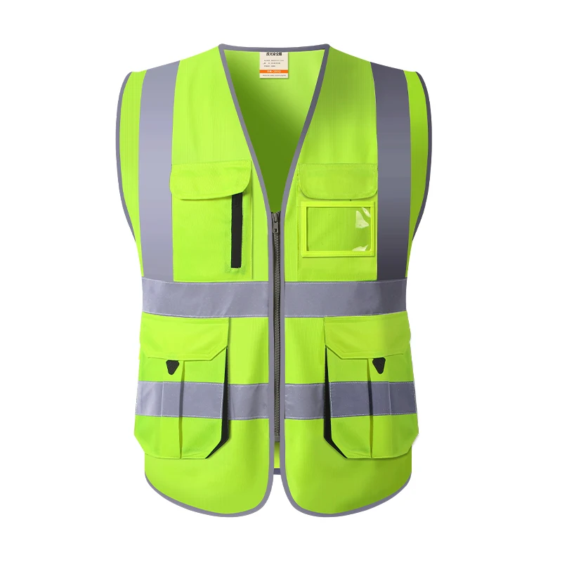 Safety Vest High Visibility With Pockets And Zipper For Men Construction Work Reflective Vest Jacket Yellow Orange Red Black