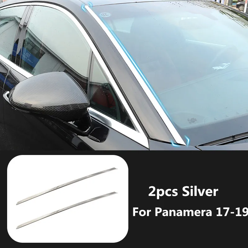 

For Porsche Panamera 2017 2018 2019 Styling 2pcs Stainless Steel Car Front Window Windshield Cover Moulding Trim