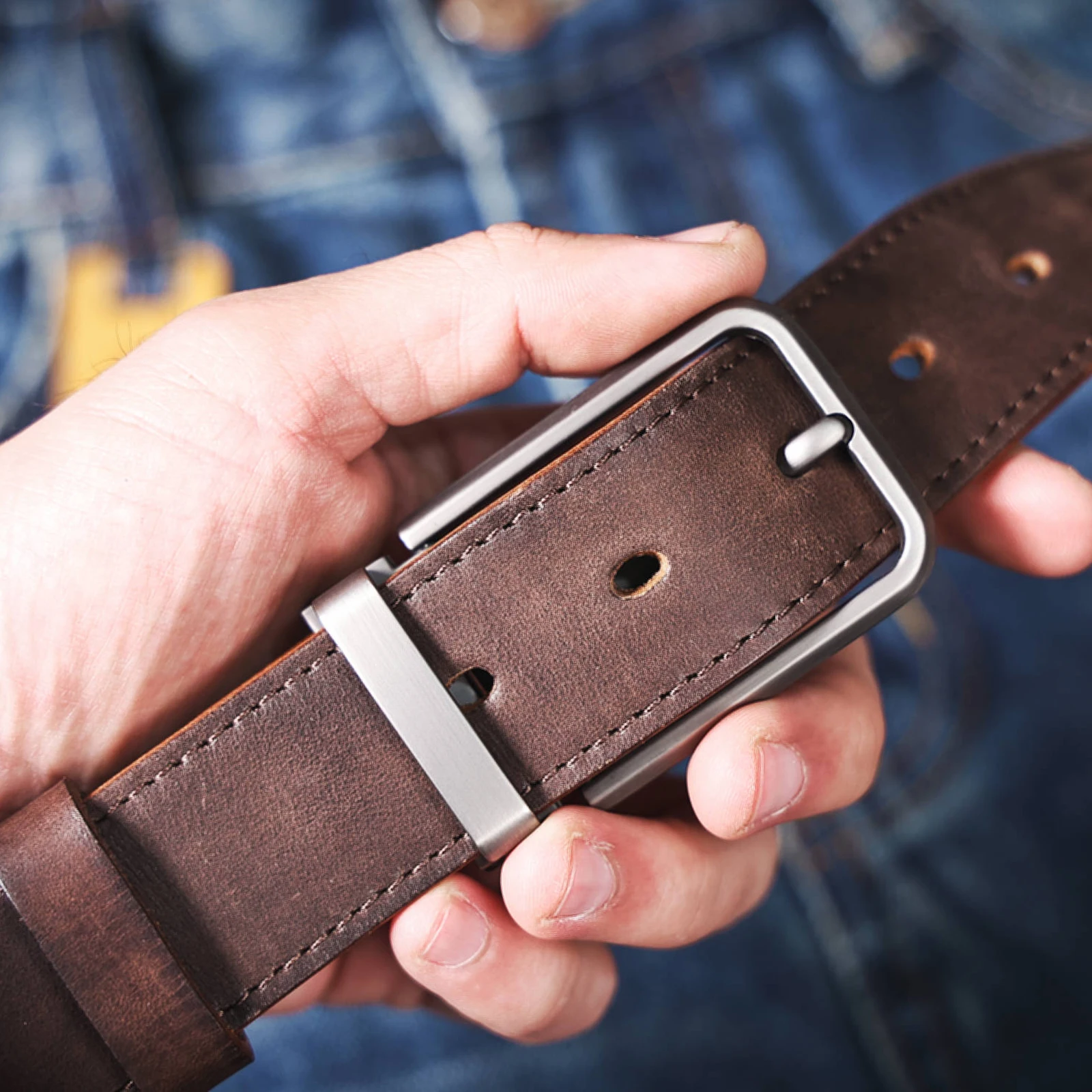 Echtleder-Herrengürtel aus Rindsleder, Italienisches Dickleder mit Geschenkbox, Retro Vielseitiger Herren-Jeansgürtel, Ideale Geschenkwahl – Detail 21