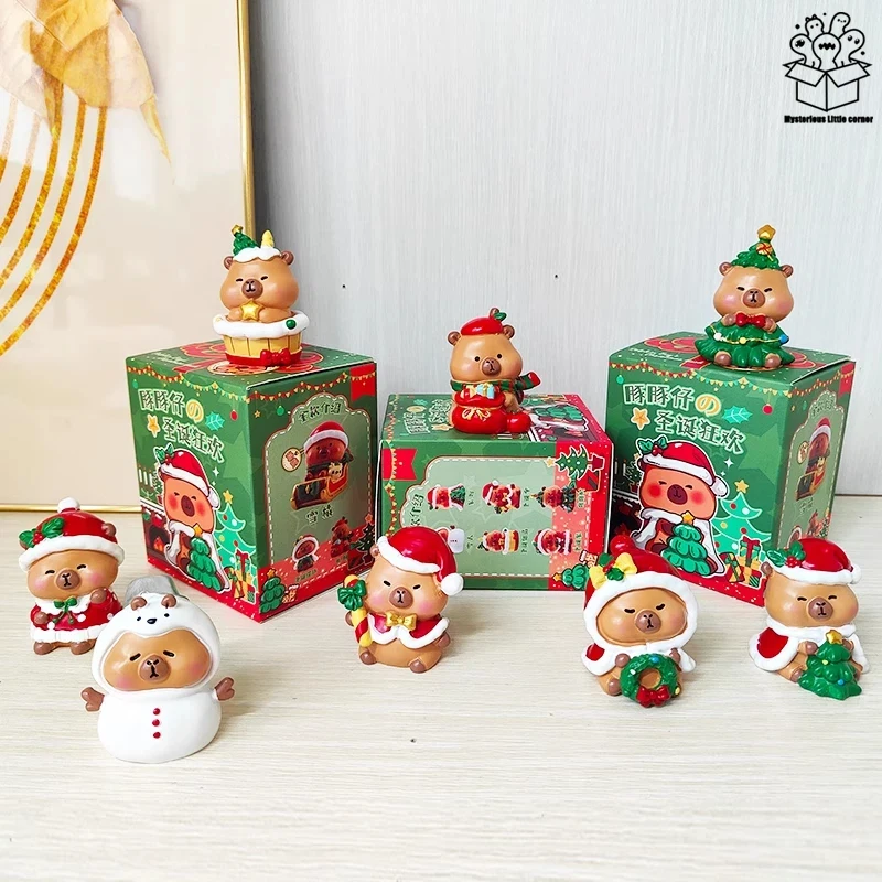 

Симпатичная морская свинка, Рождественская серия, слепая коробка, креативная периферийная фигурка Капибалы, украшение для офисного стола, Рождественский подарок для девочек