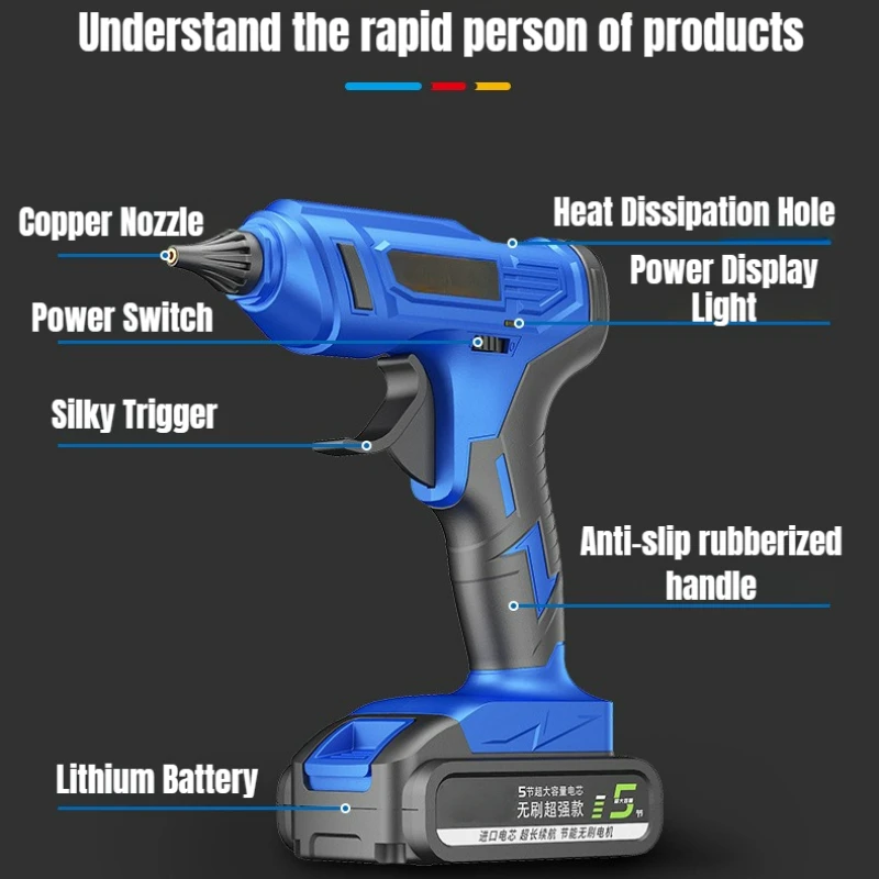 Lithium Battery Wireless Hot Melt Glue Gun for Makita or Pin 21V Rechargeable Eletric Silicone Gun Handmade DIY Craft Power Tool