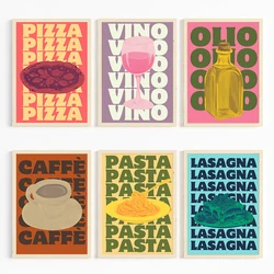 Trendy Colorful Italian Kitchen Food&Drink Pasta Coffee Poster Canvas Painting Nordic Wall Art Pictures Home Room Decor