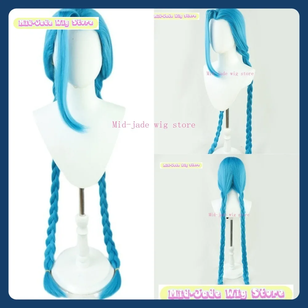 Peruka Mid-jade Wig Store Arcane Jinx Cosplay Anime Gra RPG Syntetyczne Włosy Kostiumy Rekwizyty na Halloween