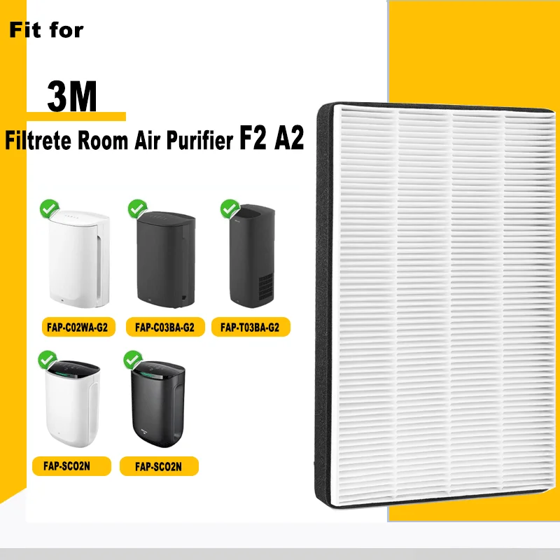 True HEPA Replacement Filter F2 A2 for 3M Filtrete Room Air Purifier Models FAP-C02WA-G2 FAP-C03BA-G2 FAP-C03-WS-2G FAP-T03BA-G2