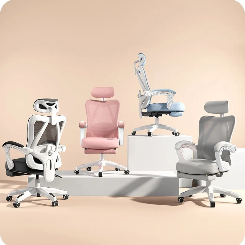 

Ergonomic Reclining Office Chair Adjustable Lumbar Support Computer Gaming Chair with Footrest Home Study Desk Seat