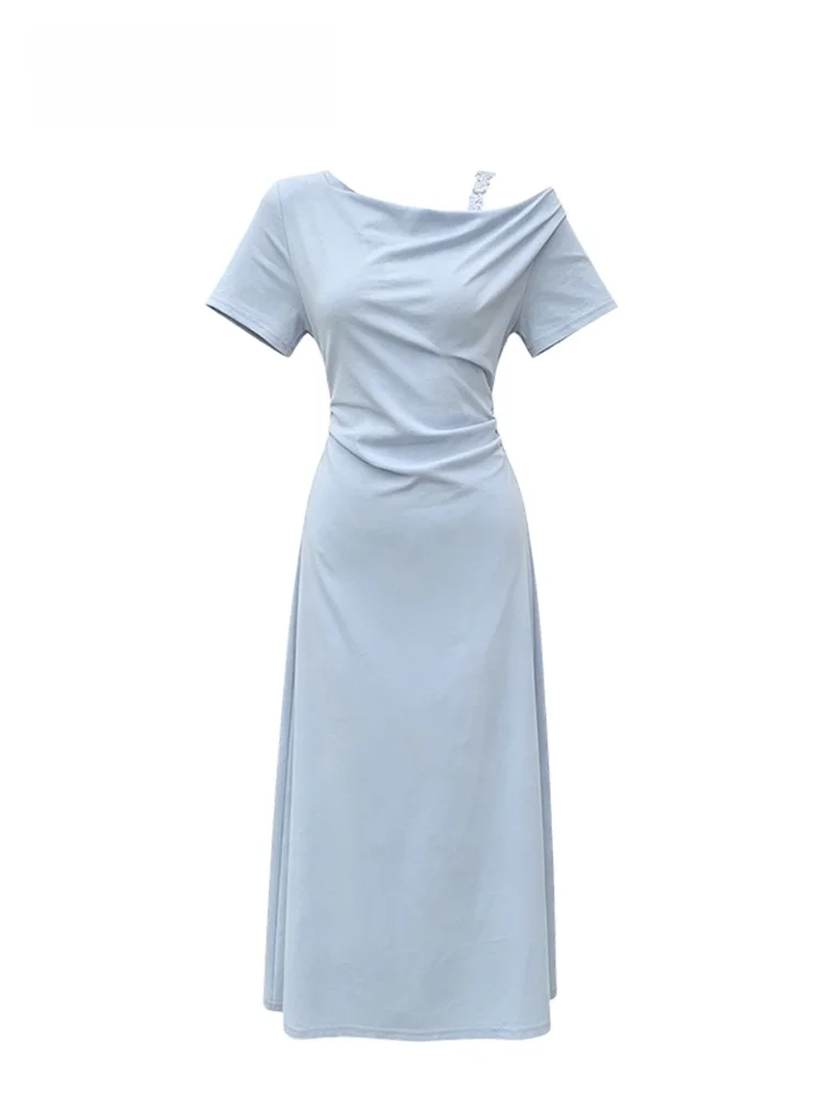 

Summer New Style Cara CLUB Large Size One Shoulder Dress Women Casual Fashionable Skirt City Walk A-Line Long Dress