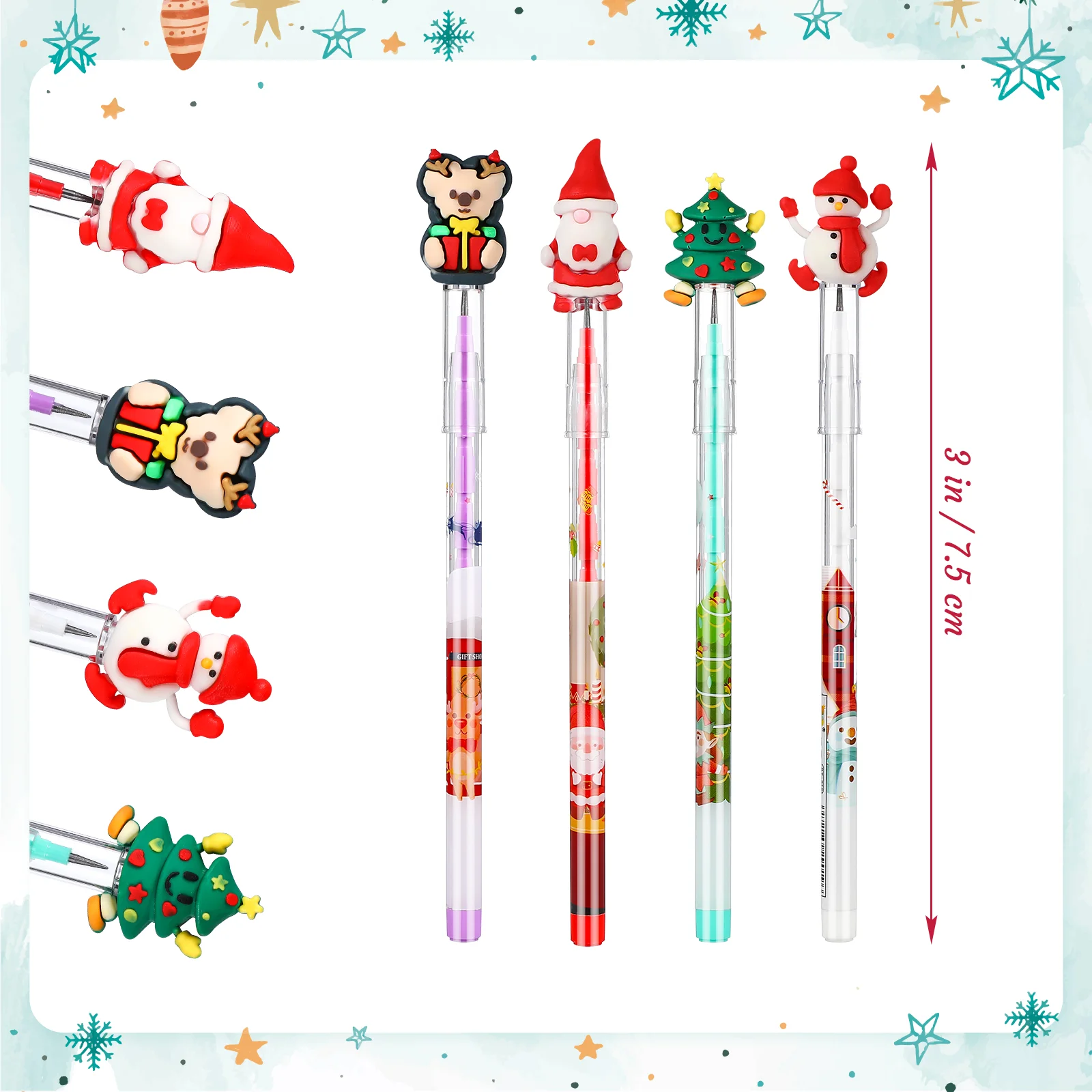 Pencil Christmas Stacking Gift for Kids Pencils Party Bags Mechanical Favor Charcoal Set Stackable Push Tip