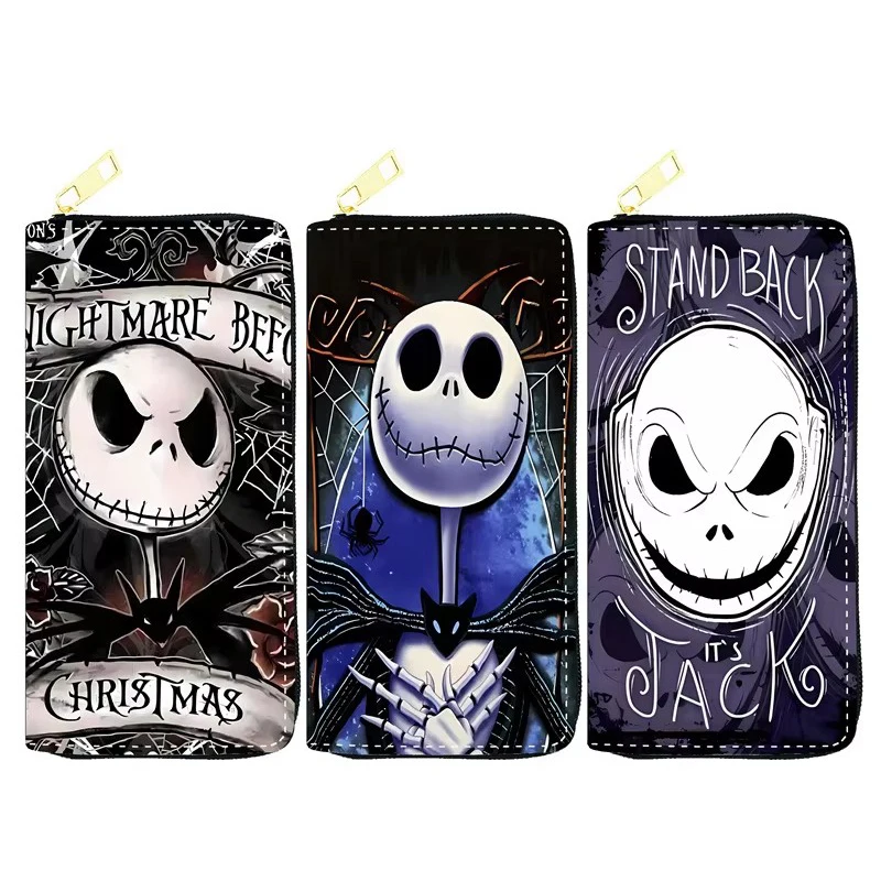 

The Nightmare Before Christmas Wallet Jack Skellington Cartoon Figures MultiFunction Long PU Zipper Money Bag Men Women Gifts