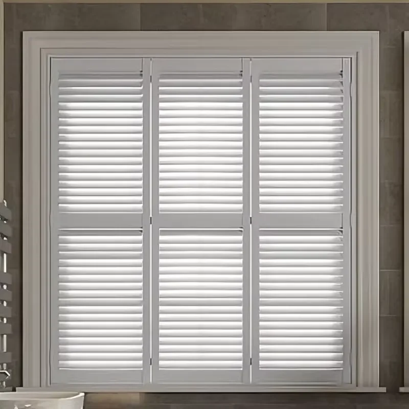 Custom Wood Plantation Shutters Direct From China , Interior Wooden Window Shutters with Louvered Blades for Living Room