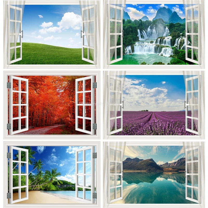 

ZHISUXI Outside The Window Natural Scenery Photography Background Indoor Decorations Photo Backdrops Studio Props CHFJ-06