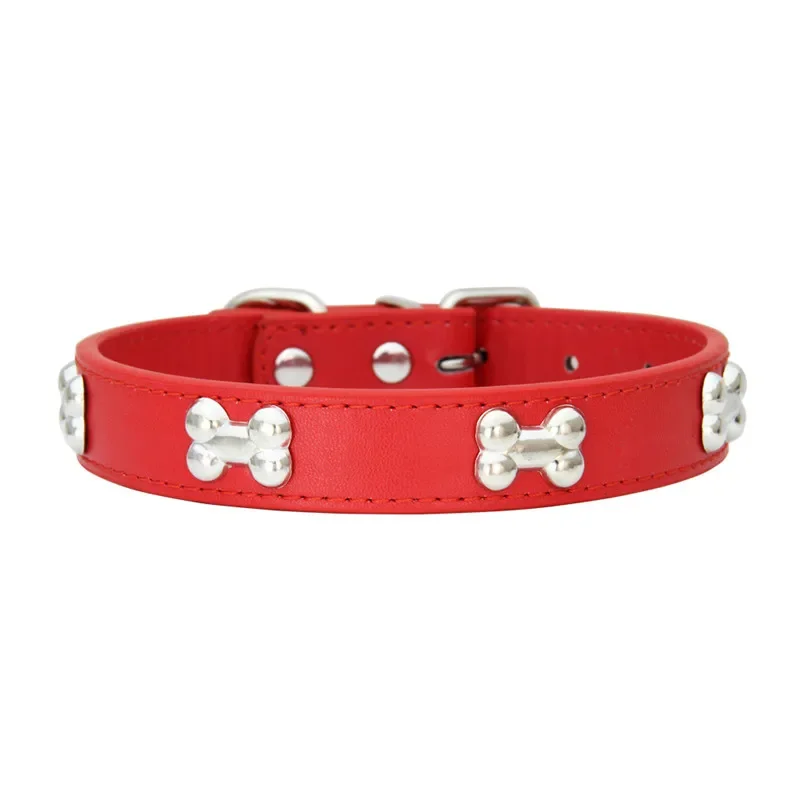 1PC Bone Leather Durable Pet Collars Puppy Pug Collars for Small Large Dog Chihuahua Cat Accessories Pet Collar for Small Dogs