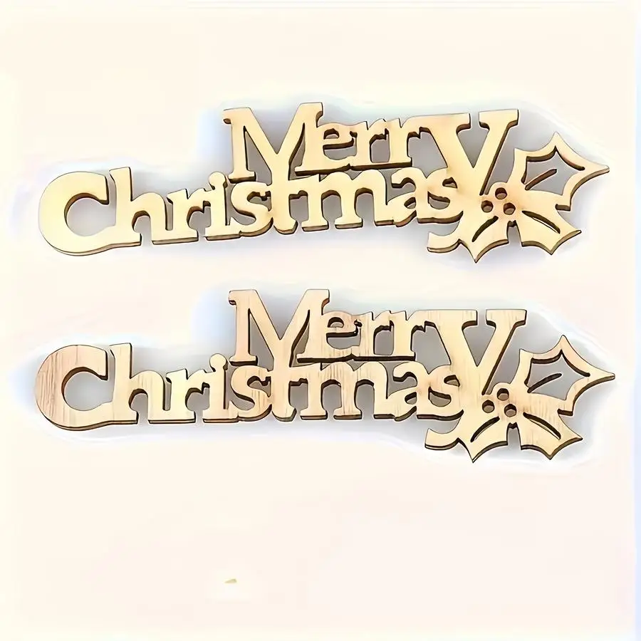 1/5/10/20/50/100pcs Units, Merry Christmas Wood-Paper Cutouts—Unfinished Craft Supplies, Suitable for Holiday Decorations, Scrap