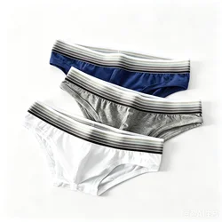 Men's Sexy Brief Skin Friendly Cotton Breathable Sweat Absorption Comfortable Mankini Youth Sexy Low-waist U Convex Pouch Tanga