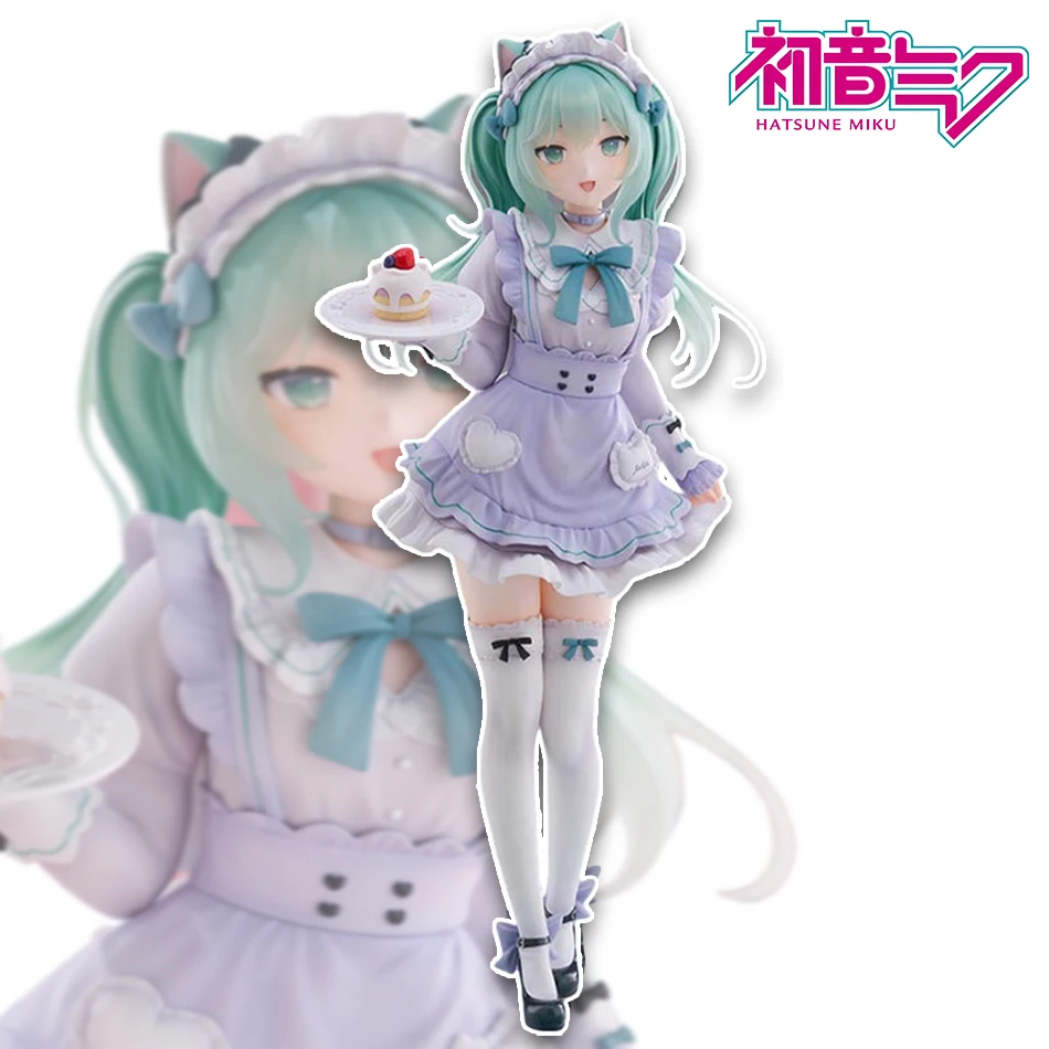 Heiße Hatsune Miku Anime-Figur X Nachoneko Katzenohren-Dienstmädchenkleid Modell Actionfiguren Spielzeug PVC Dekoration Sammlerstück Geschenk