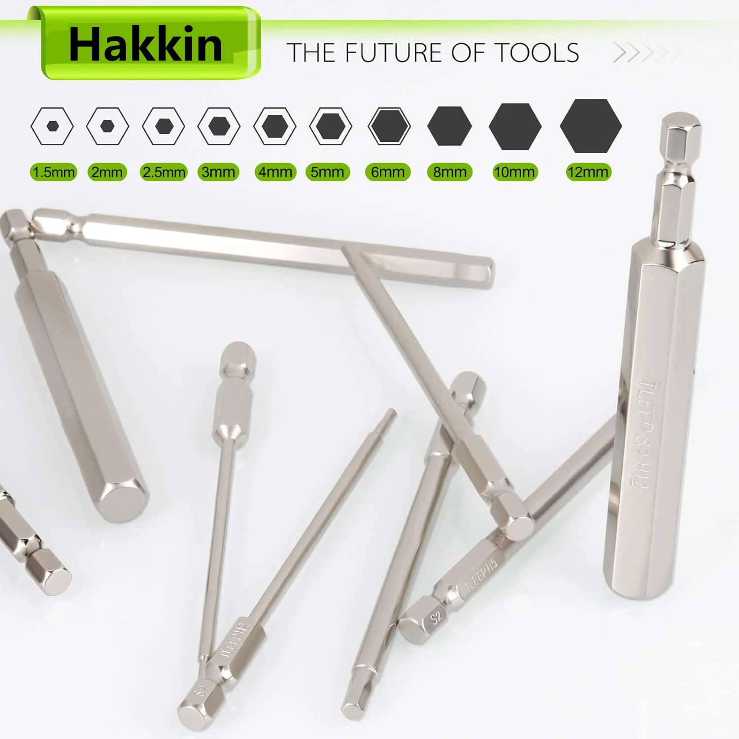 10Pcs Metric Hex Head Allen Wrench Drill Bits Set 100mm Hex Bit Set S2 Steel Allen Screwdriver Bit Magnetic Hex Key Drill Bit