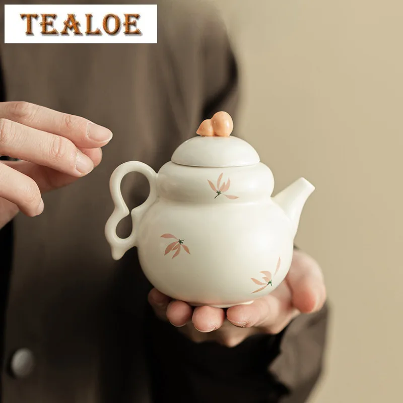 

120ml Orchid Wind Chime Gourd Ceramic Teapot Zen Tea Infuser Pot Tea Soaking Kettle With Strainer Kung Fu Tea Ceremony Ornaments