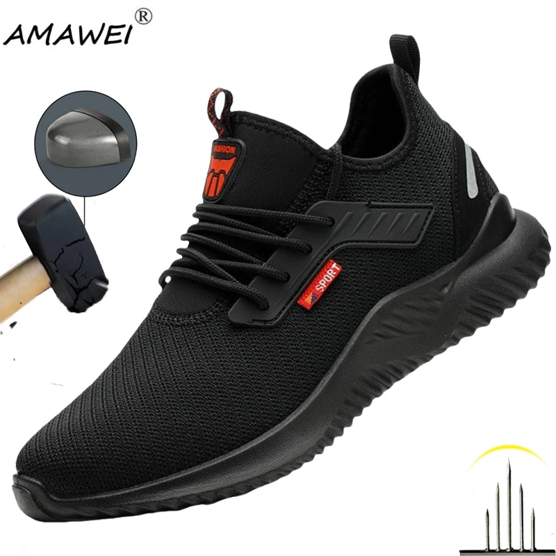 

Light Work Sneakers Steel Toe Shoes Men Safety Shoes Puncture-Proof protective shoes Fashion Indestructible Footwear Security