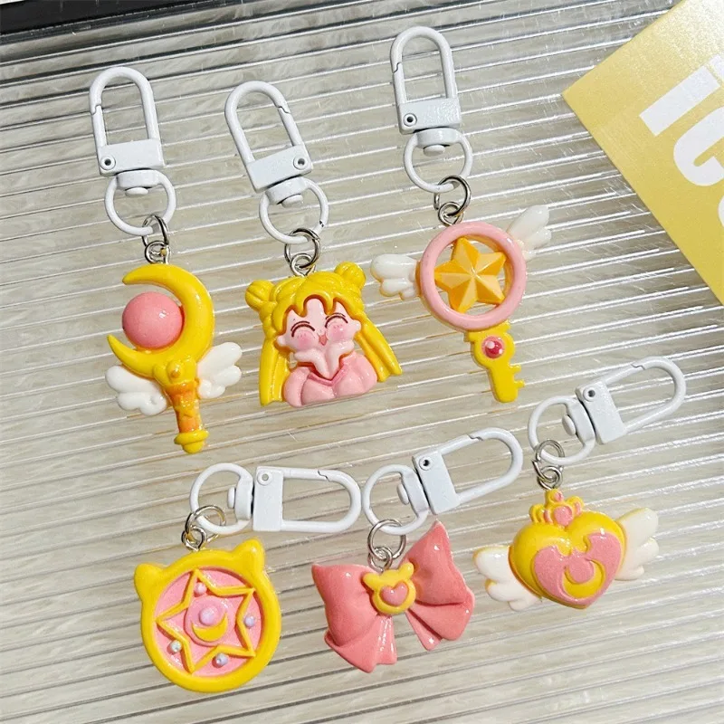 6 개/대 뜨거운 판매 선원 문 Kawaii 핑크 지퍼 액세서리 펜던트 배낭 키 우산 장식 소녀 학생 휴일 선물