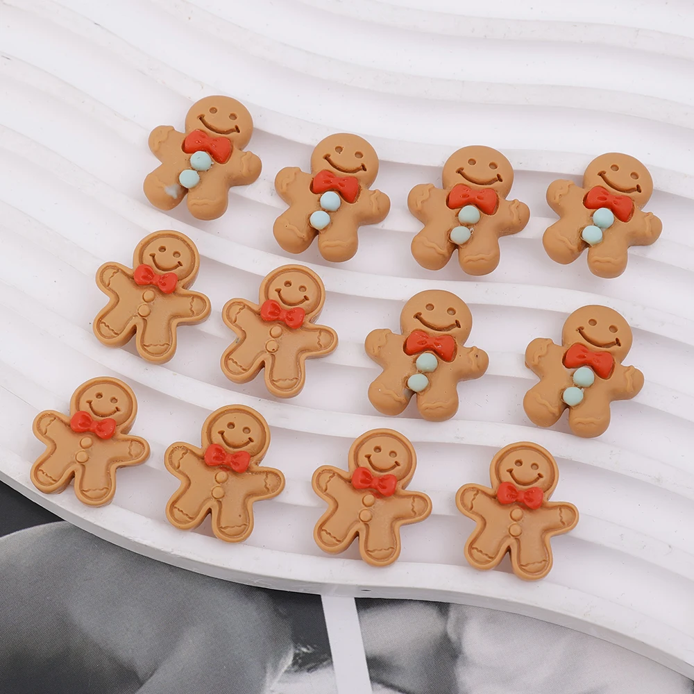 Christmas Small Gingerbread Man Charms Cute Resin Pendants for DIY Earring Jewelry Keychain Hair Clip Phone Shell Accessories