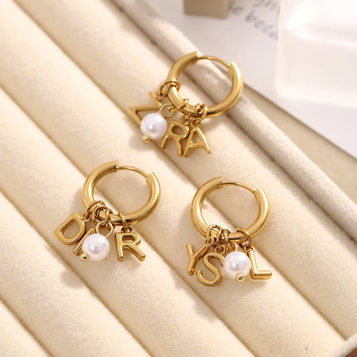 SOVOB العصرية الفولاذ المقاوم للصدأ الذهب إلكتروني اللؤلؤ اللؤلؤ هوب أقراط للنساء الفاخرة الأنيقة أقراط الموضة هدايا عيد الميلاد #2