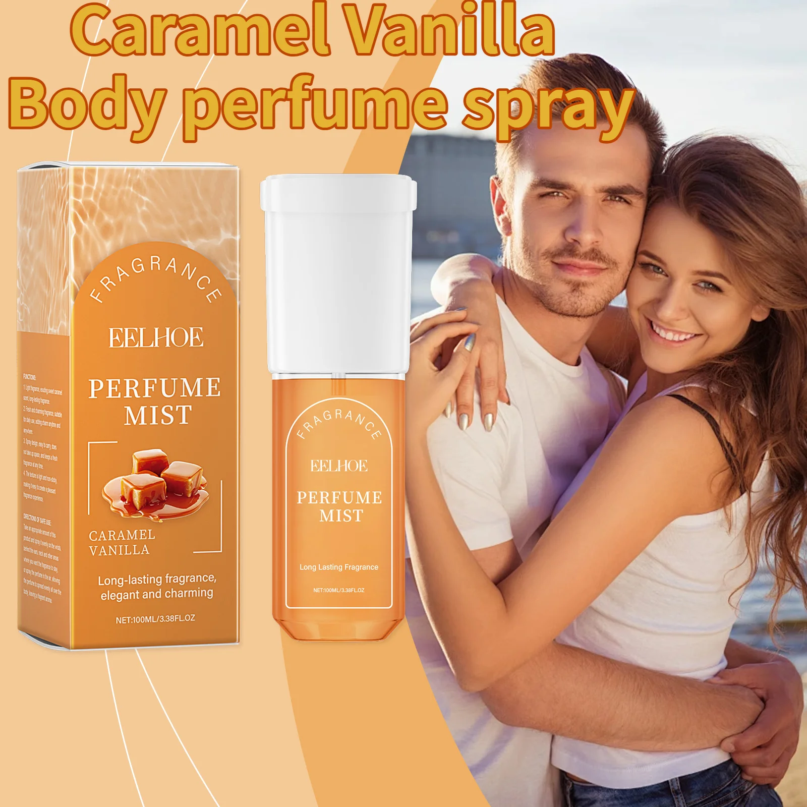 

Caramel Vanilla Body Perfume Spray Light Fragrance Long LastingFragrance Natural Fresh＆Non Greasy Unisex CharmElegant Fragrance