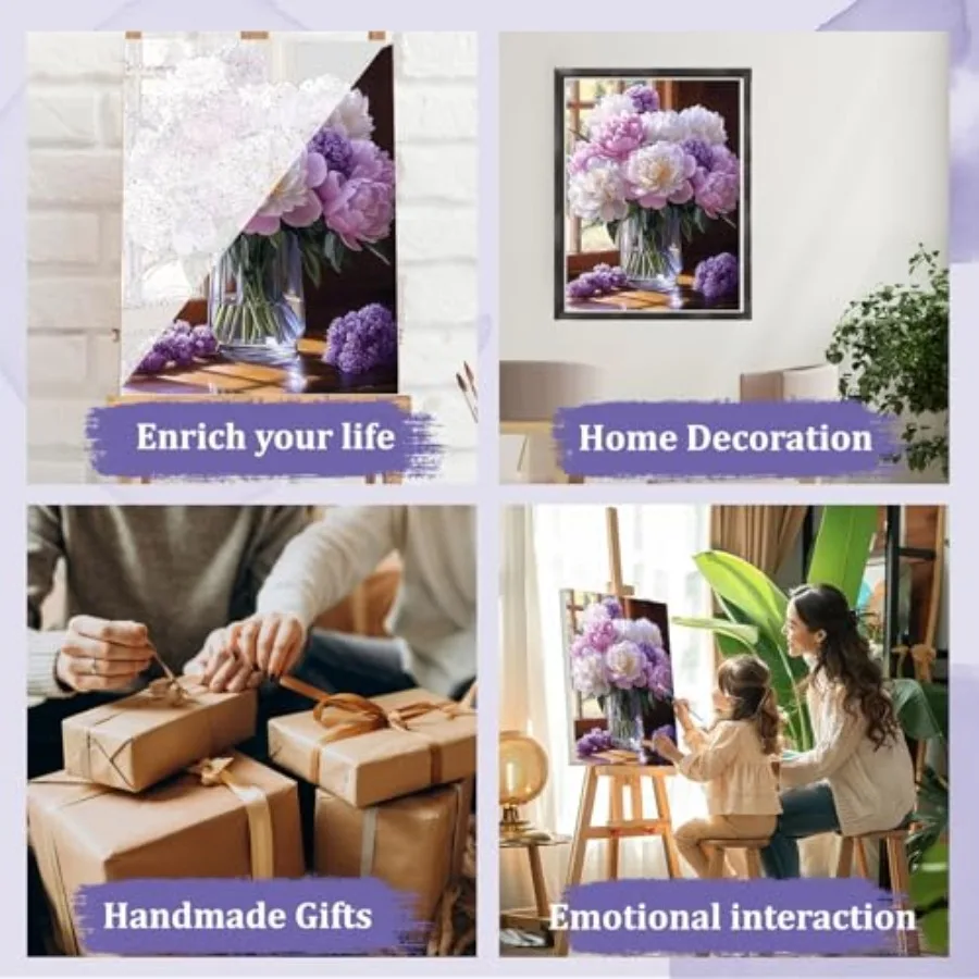 Flowers Paint by Numbers Kits for Adults Beginners with Wooden Frame, Easy Canvas Paint by Numbers Windowsill Flowers, DIY Oil - view 5