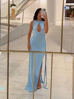 Braided Trim Sexy High Slit Dress Lady Sleeveless Hollow Out Backless Bodycon Maxi Dresses 2026 Summer Elegant Chic Evening Gown - Image 6