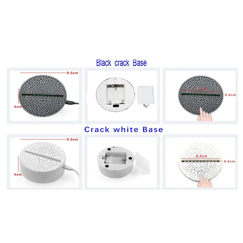 LUWEI 3D Night Light Base Colour Changing Luminous Base Light USB Interface Led Light Display Base Night Light Plastic Base