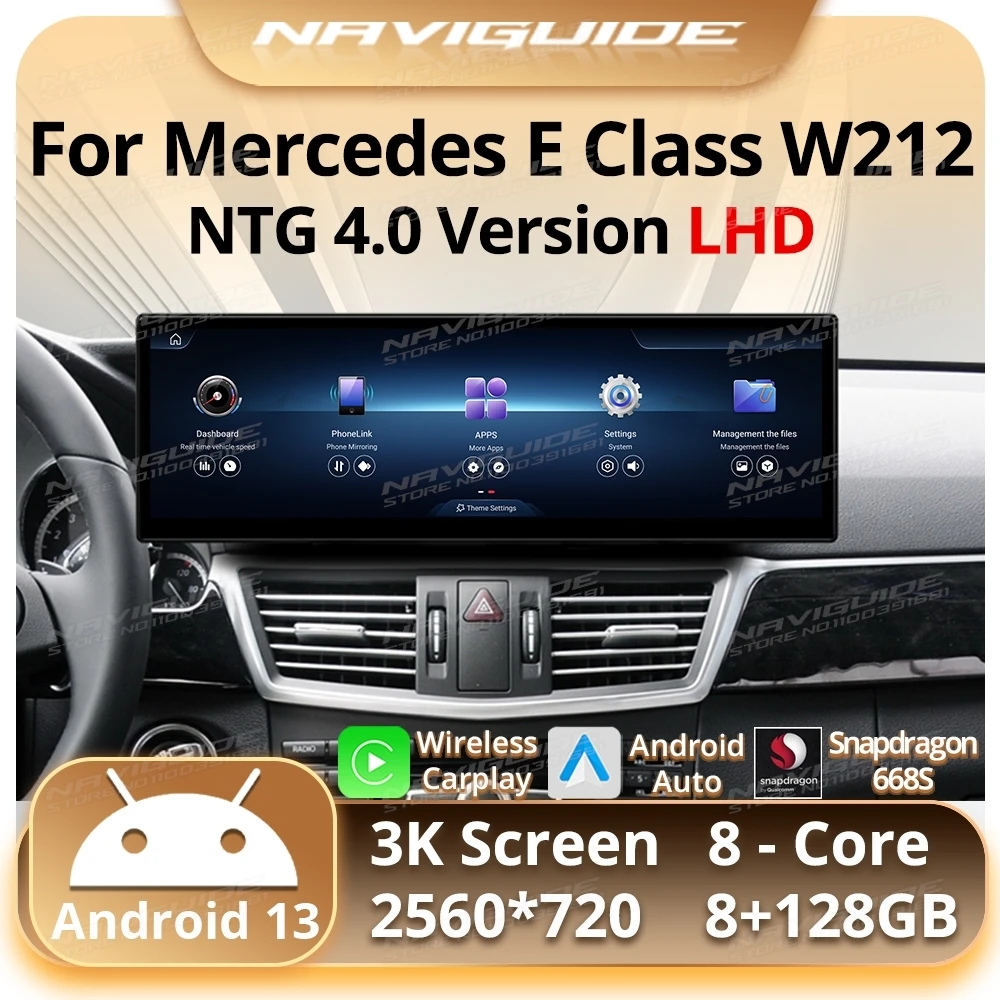 NAVIGUIDE 14.9'' Android 13 Car Radio For Mercedes E Class W212 NTG 4.0 Wireless Carplay Android Auto Multimedia Player system