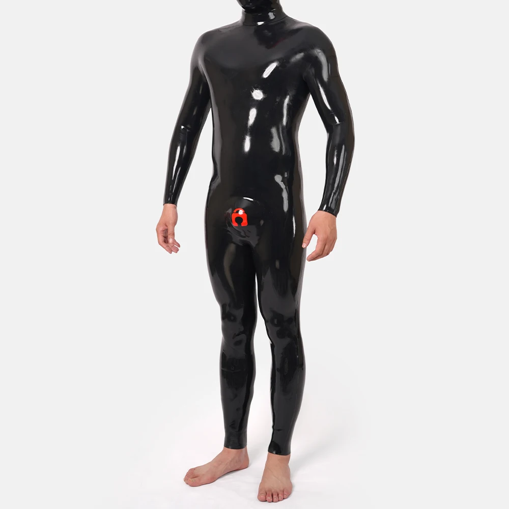 Furrjoi Silicone Black Bulge Neck-entry Bodysuit for Cosplay Costumes Latex Fetish Furry Jumpsuit Sexy Handmade Catsuit Body