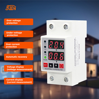 63A 230V Adjustable Over Voltage Under Voltage Reclosing Protector Relay Limit Over Current Protection Dual Digital Display