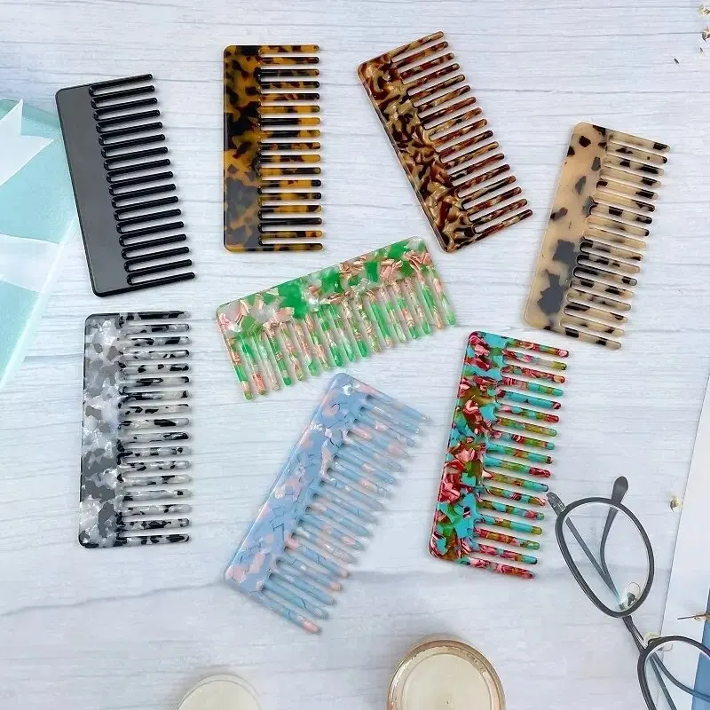 Hair Comb Logo Professional Hairbrush Custom Combs Acetic Acid Plate Comb Environmentally Friendly Materials Wide Tooth