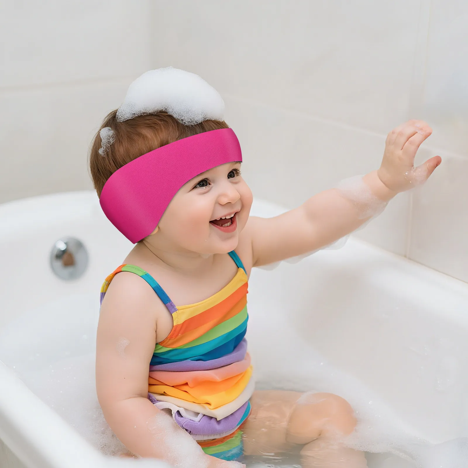 

2Pcs Kids Swimming Ear Protection Headbands Waterproof Reusable Adjustable Swim Ear Bands for Children Bathing Sports Hair