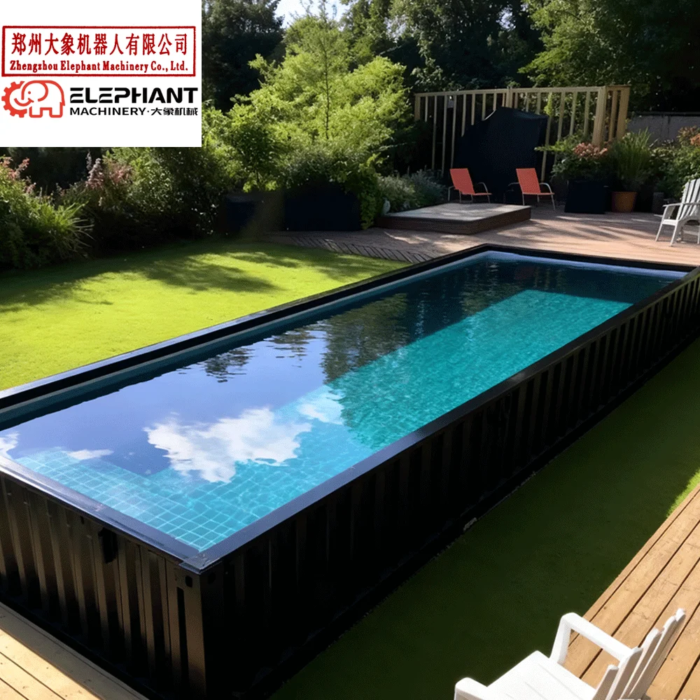 Customized Australian Standards Container Pool in Ground Not Deep Underground Fiberglass Swim Container House Cabin with Pool