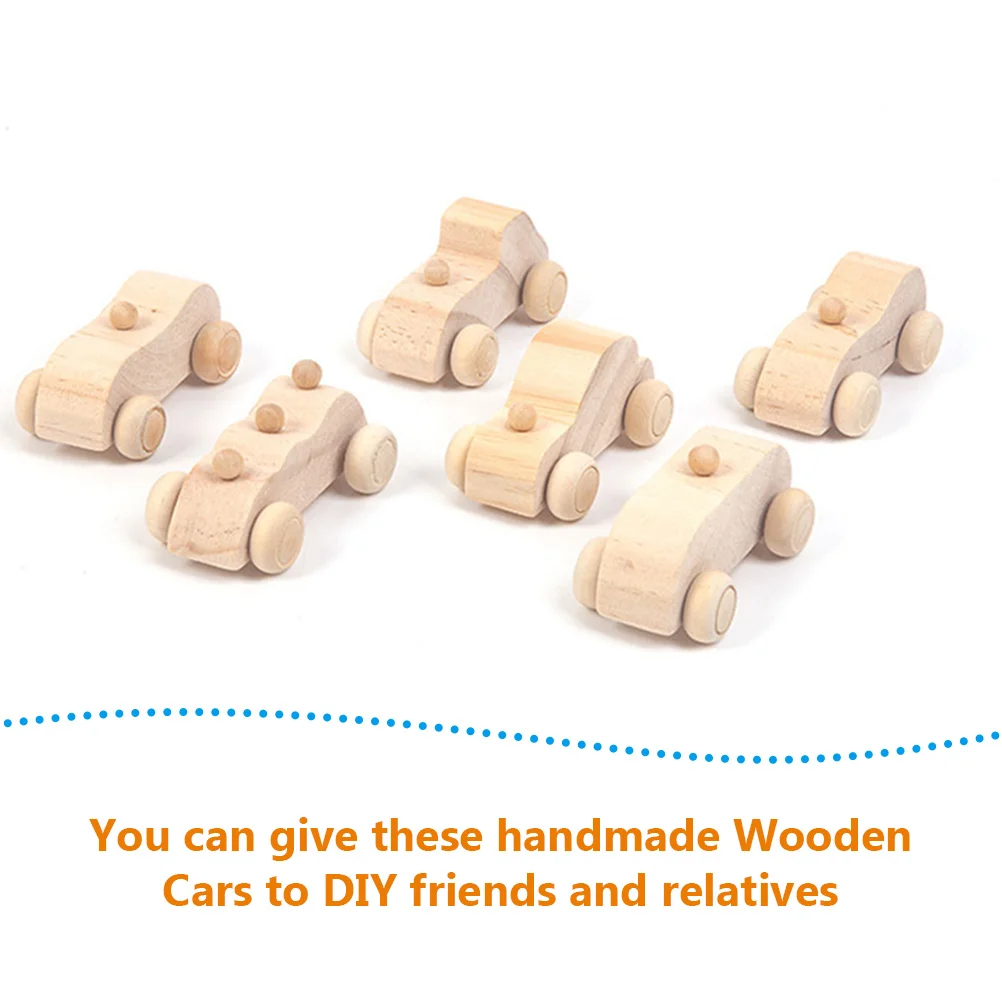 12 Pcs DIY Graffiti Cars Toddler Wooden Painting Crafts for Kids Unfinished Carss Toys Toddlers