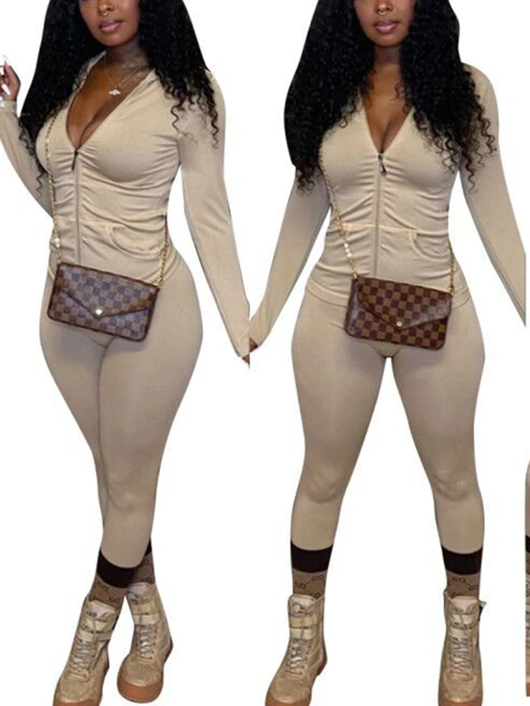 

Spring Autumn Women's Fashion Tracksuits Zipper Long Sleeve Hoodies And Pants Two Piece Set Women Sets