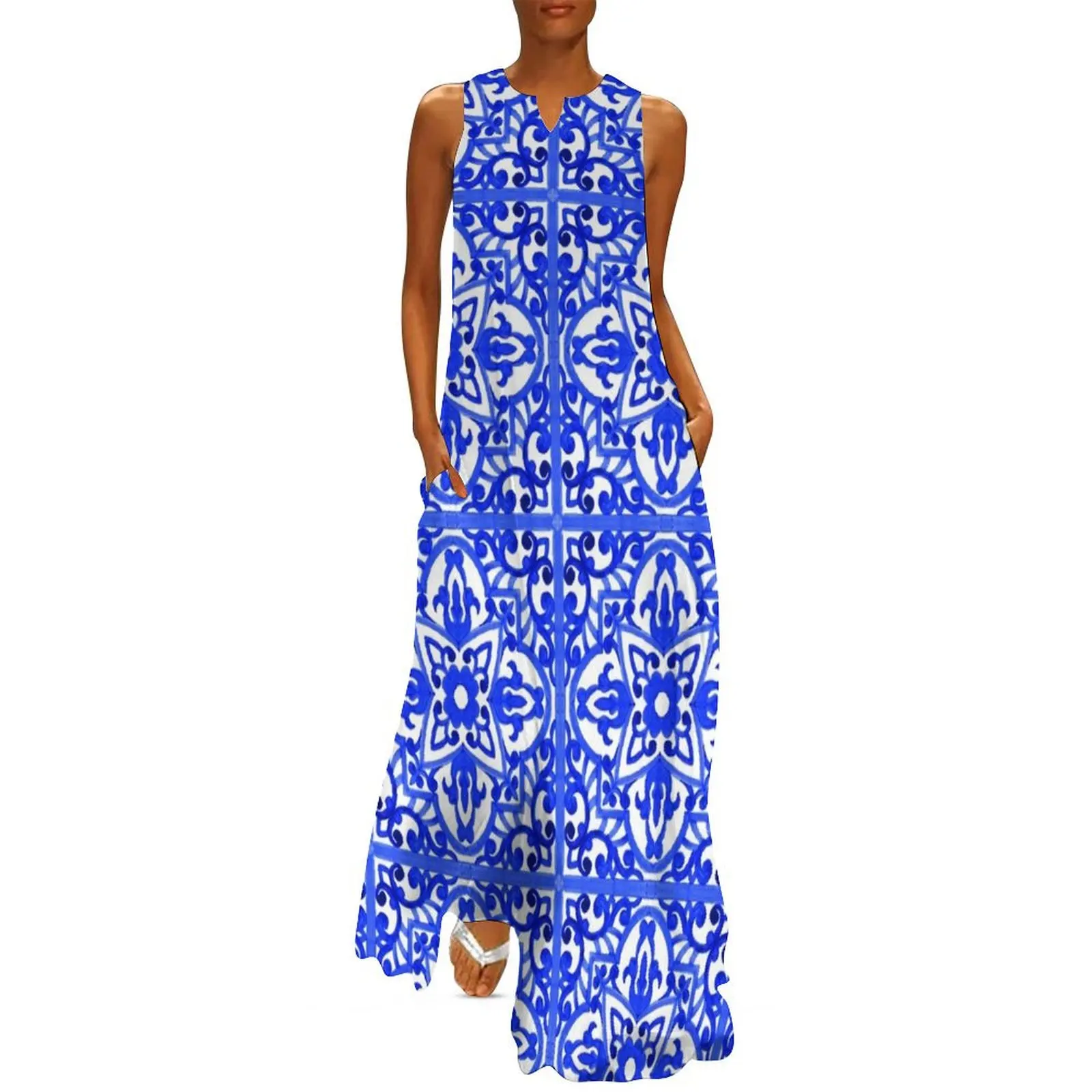 

Portuguese azulejo tiles. Long Dress Cocktail of dresses dresses korean style dresses ladies 2025 summer Dress