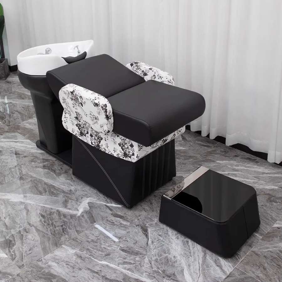 

Stylist Luxury Shampoo Chair Massage Couch Wash Hair Salon Spa Shampoo Chair Basin Reclining Relaxing Mobile Lava Cabezas Chairs