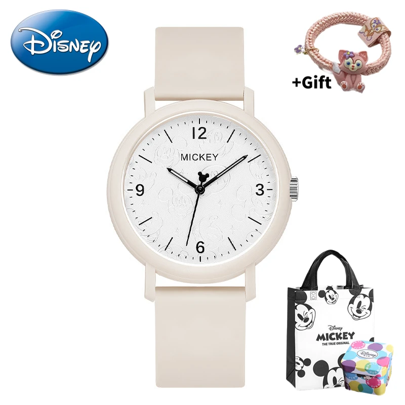 Disney Mickey Macaron color matching simple luminous student quartz watch for children with gift box