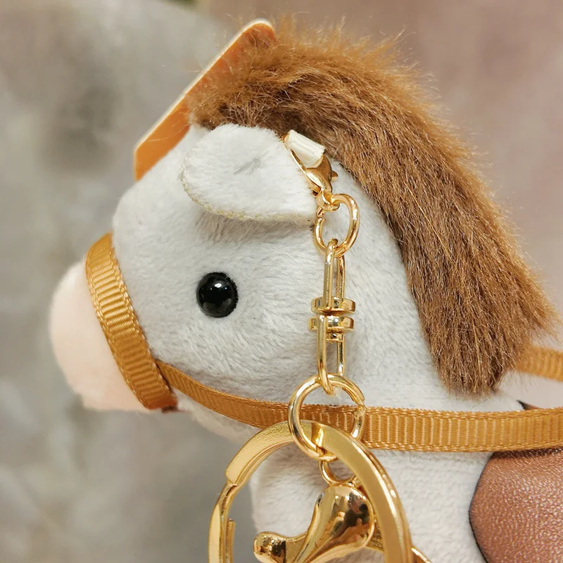 Schattig paard mini hanger sleutelhanger knuffel Kawaii levensechte dier simulatie gevulde pop tas decor vriend kind verjaardagscadeau