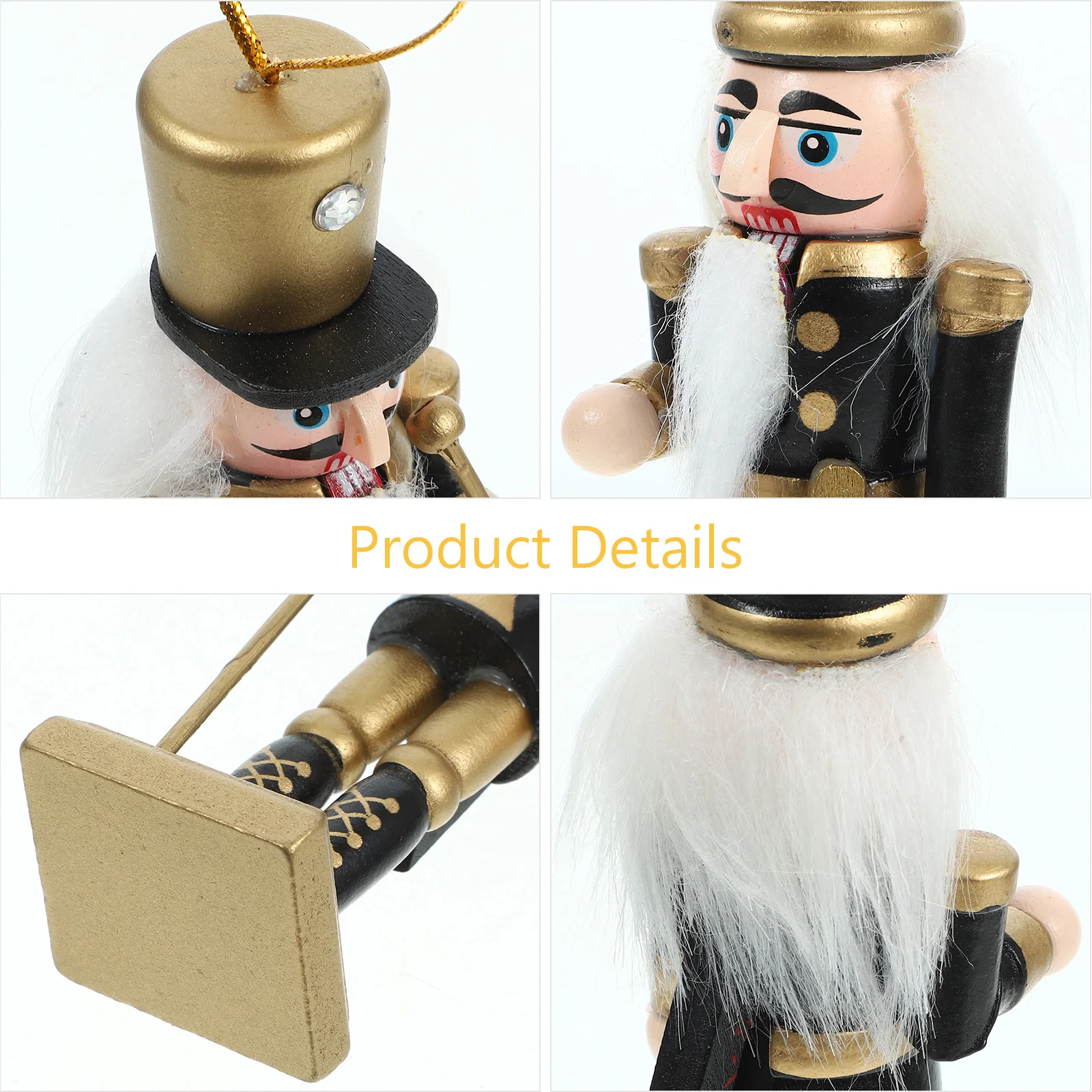 

4Pcs Desktop Wooden Nutcracker Christmas Ornament Classic Xmas Decor for Table Holiday Party Natural Wood Craft