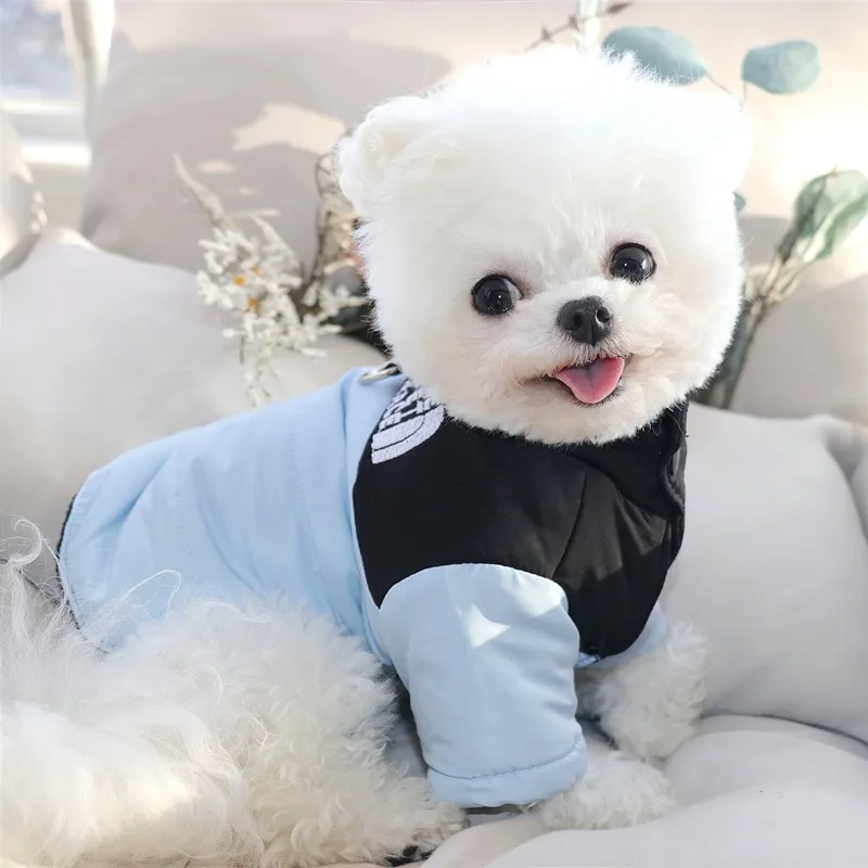 

Pet Dog Two Legs Cotton Coat Winter Dog Clothes Puppy Warm Down Coat Teddy Thickened Cotton Coat With Traction Buckle