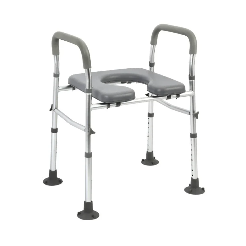 

Raised Toilet Seat with Armrests, Adjustable Height Padded Seat Elevated Toilet Risers For Elderly Disabled