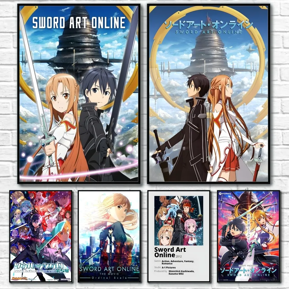 S-Sword Art O-Online Japan Anime Cool Poster Sticky Wall Art Printing Waterproof Home Living Bed Room Bar Aesthetic Decor