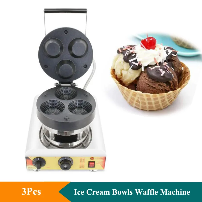 Mini Non Stick Coating Ice Cream Bowls Waffle Machine 3Pcs Round Bowls Waffle Machine Ice Cream Bowls Waffle Machine