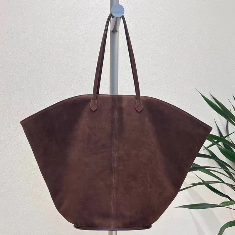 Oversized Capacity Faux Suede Tote Bags For Women Luxury Designer Handbags Purses 2023 New In Vintage Shell Type Bucket Shoulder