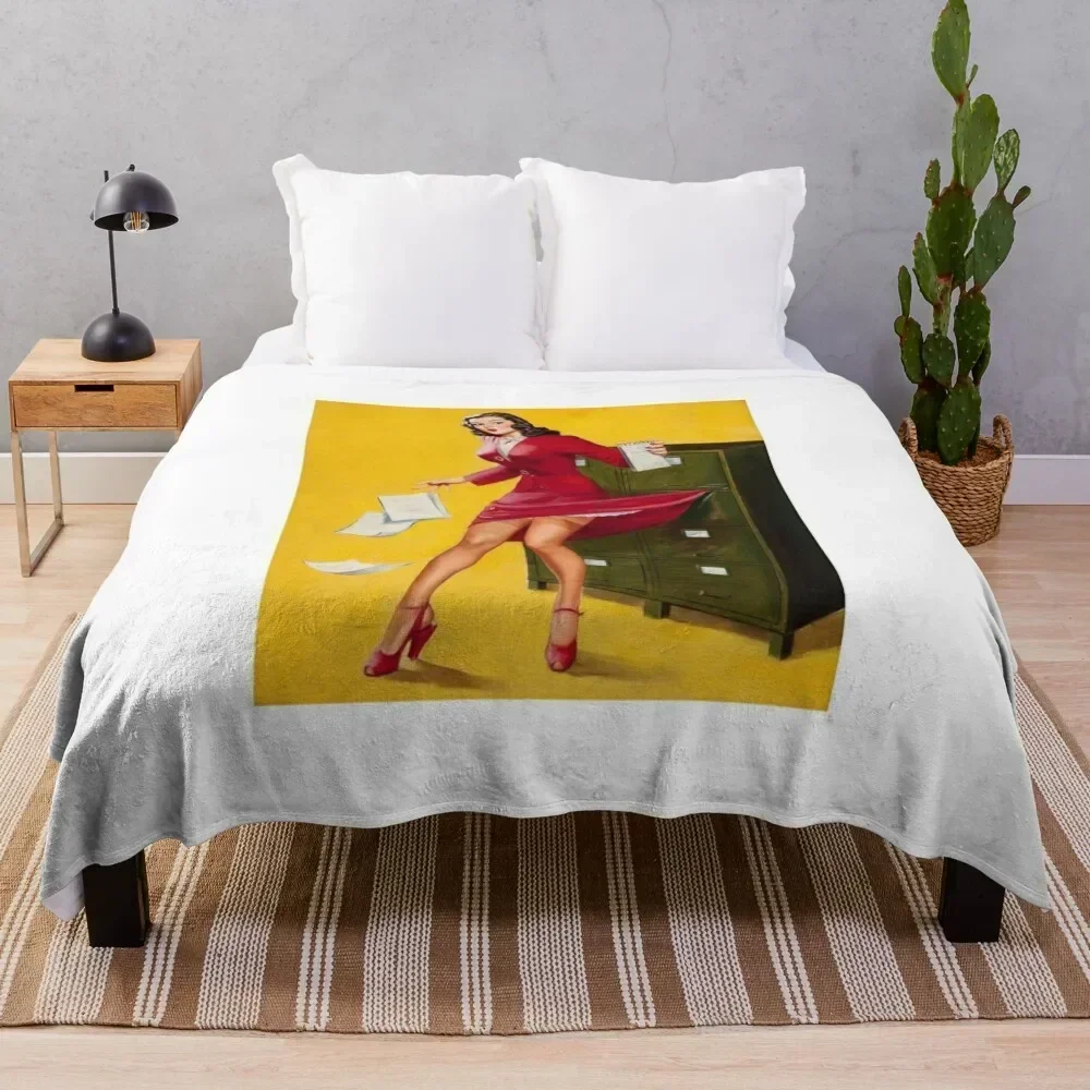 

Office Mishap Pin Up Art Throw Blanket Luxurious Soft Blanket Holiday Gift for Family
