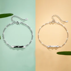 NEW European S925 Sterling silver Enamel Bamboo Bracelet Chain For Women Birthday Party Gift Jewelry
