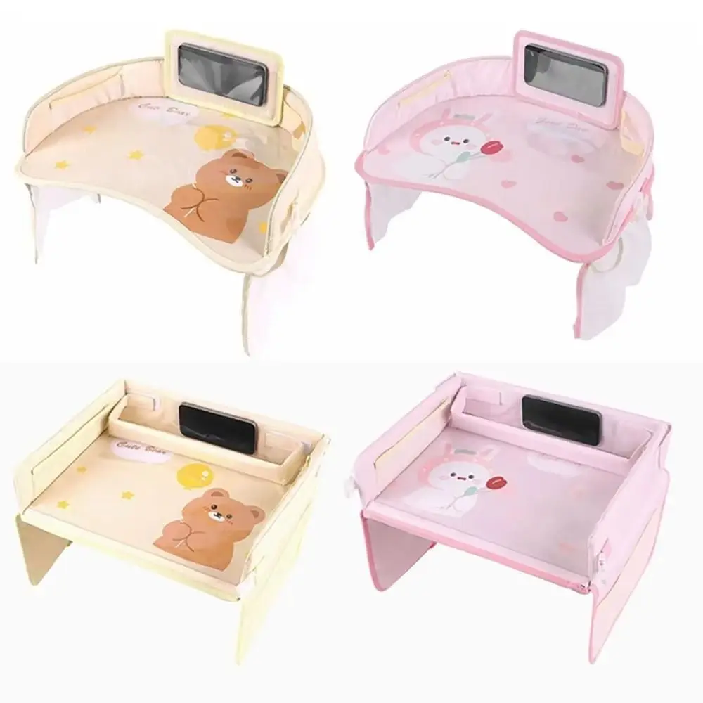 Multifunction Cartoon Baby Car Seat Tray Bear Rabbit Kids Toy Holder Desk PVC Snack Tray Car Tray Table Car Dining Plate