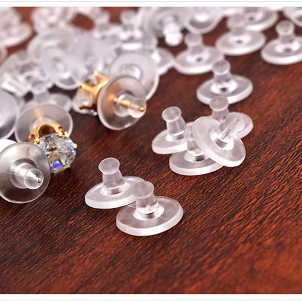 100Pcs Transparent Silicone Earring Backs Premium Flexible Stretchy Tear Resistant Comfortable Secure Fit Earring Safety